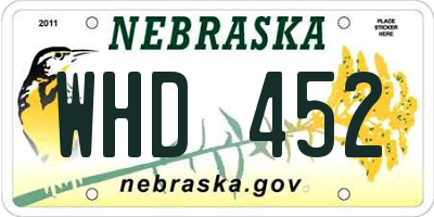 NE license plate WHD452
