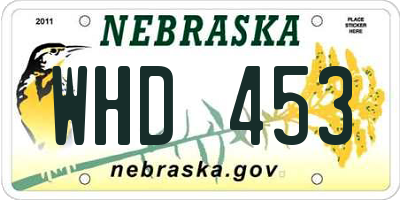 NE license plate WHD453