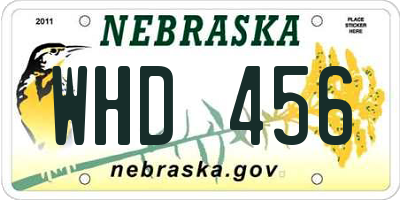 NE license plate WHD456