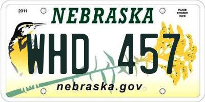 NE license plate WHD457