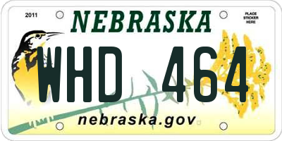 NE license plate WHD464