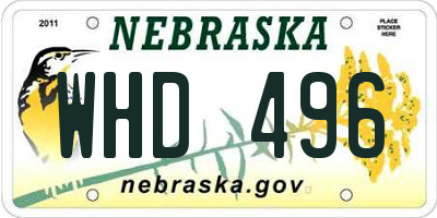 NE license plate WHD496
