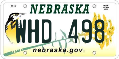 NE license plate WHD498