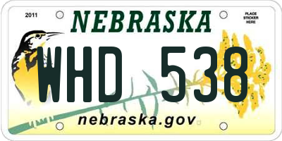 NE license plate WHD538