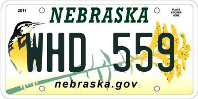 NE license plate WHD559