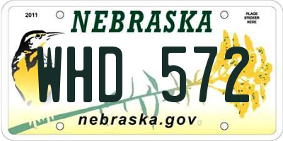 NE license plate WHD572