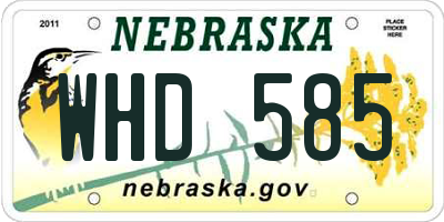 NE license plate WHD585