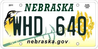 NE license plate WHD640
