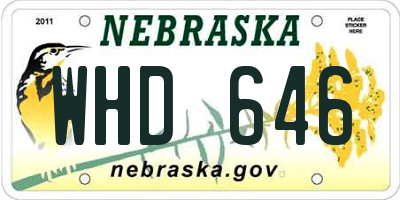 NE license plate WHD646