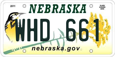 NE license plate WHD661