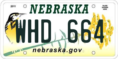 NE license plate WHD664