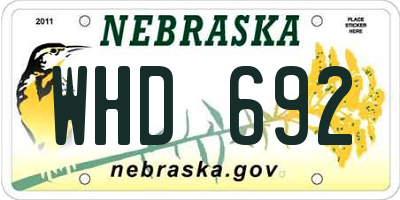 NE license plate WHD692