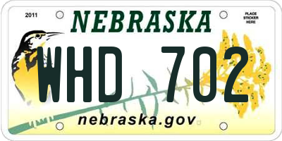 NE license plate WHD702