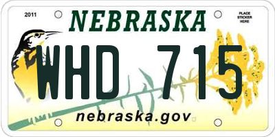 NE license plate WHD715