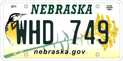 NE license plate WHD749