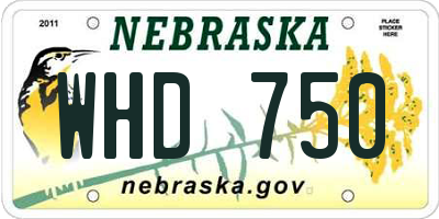 NE license plate WHD750