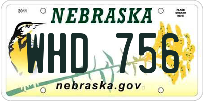 NE license plate WHD756