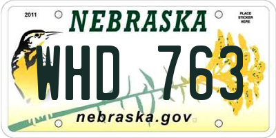 NE license plate WHD763