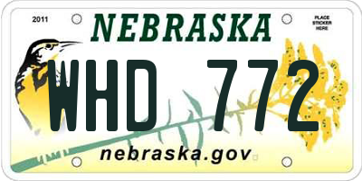 NE license plate WHD772