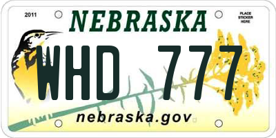 NE license plate WHD777