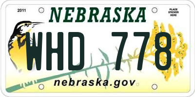 NE license plate WHD778