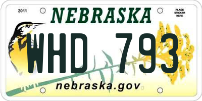 NE license plate WHD793