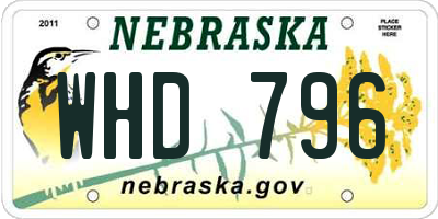 NE license plate WHD796
