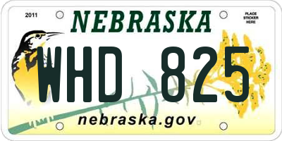 NE license plate WHD825