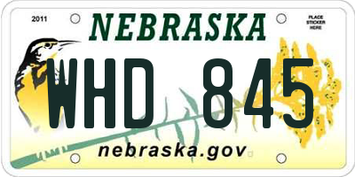 NE license plate WHD845