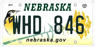 NE license plate WHD846