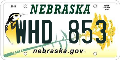 NE license plate WHD853