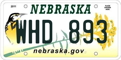 NE license plate WHD893