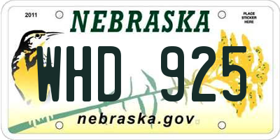 NE license plate WHD925