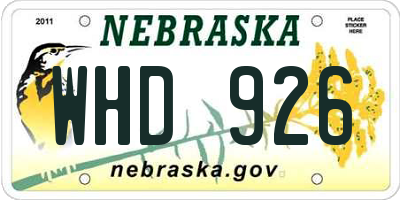 NE license plate WHD926