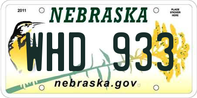 NE license plate WHD933