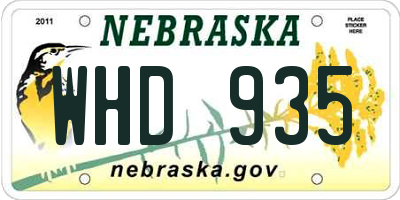 NE license plate WHD935