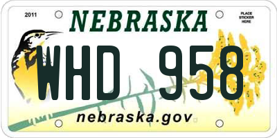 NE license plate WHD958