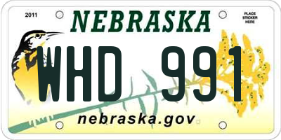 NE license plate WHD991