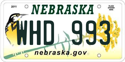 NE license plate WHD993