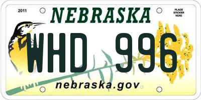 NE license plate WHD996