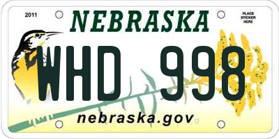 NE license plate WHD998