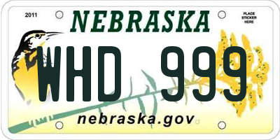 NE license plate WHD999