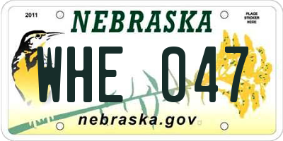 NE license plate WHE047