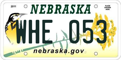 NE license plate WHE053