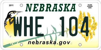 NE license plate WHE104