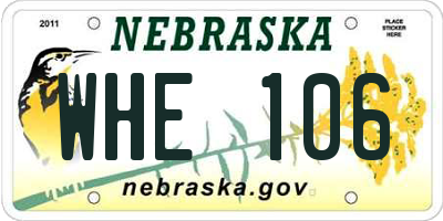 NE license plate WHE106
