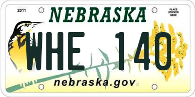 NE license plate WHE140