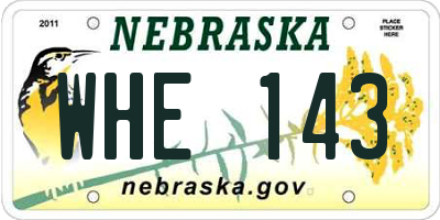 NE license plate WHE143