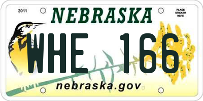 NE license plate WHE166