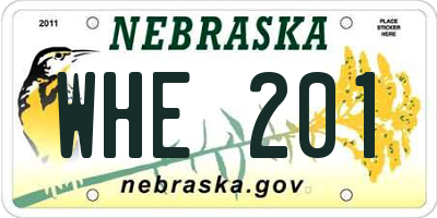 NE license plate WHE201